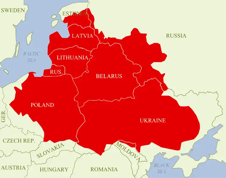 A Lengyel–Litván Nemzetközösség a legnagyobb kiterjedésében